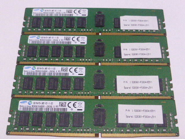 メモリ サーバーパソコン用 Samsung DDR4-2400 (PC4-19200) ECC Registered 8GBx4枚 合計32GB 起動確認済です M393A1G40DB1-CRC0Q④_画像1