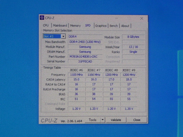 メモリ サーバーパソコン用 Samsung DDR4-2400 (PC4-19200) ECC Registered 8GBx4枚 合計32GB 起動確認済です M393A1G40DB1-CRC0Q⑤_画像7