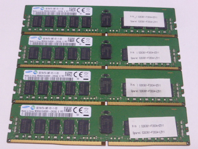 メモリ サーバーパソコン用 Samsung DDR4-2400 (PC4-19200) ECC Registered 8GBx4枚 合計32GB 起動確認済です M393A1G40DB1-CRC0Q⑦の画像1