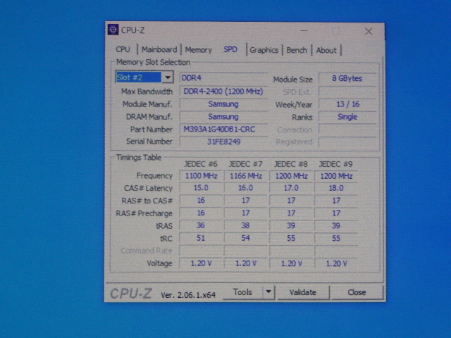 メモリ サーバーパソコン用 Samsung DDR4-2400 (PC4-19200) ECC Registered 8GBx4枚 合計32GB 起動確認済です M393A1G40DB1-CRC0Q⑦の画像6