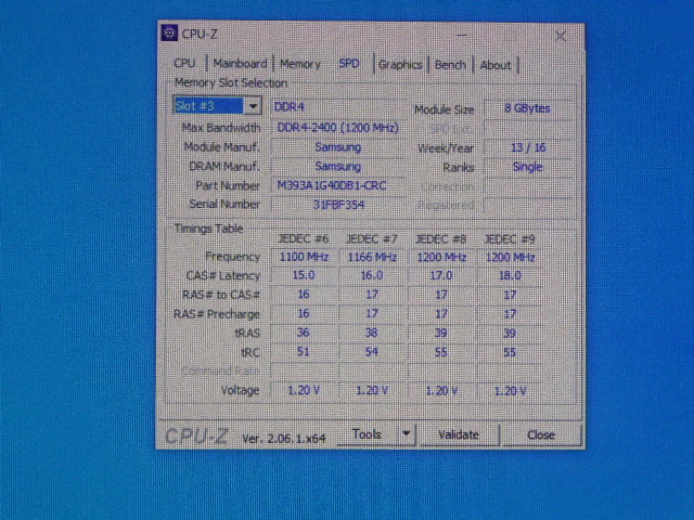 メモリ サーバーパソコン用 Samsung DDR4-2400 (PC4-19200) ECC Registered 8GBx4枚 合計32GB 起動確認済です M393A1G40DB1-CRC0Q⑦の画像7