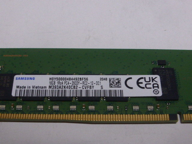 メモリ サーバーパソコン用 Samsung DDR4-2933 (PC4-23400) ECC Registered 16GB 起動確認済です M393A2K40CB2-CVFBY_画像2