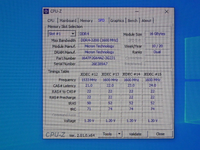 メモリ デスクトップパソコン用 Micron DDR4-3200 PC4-25600 16GBx4枚 合計64GB 起動確認済みです_画像6