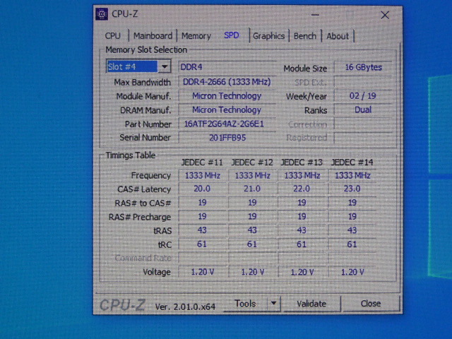 メモリ デスクトップパソコン用 Micron DDR4-2666 PC4-21300 16GBx2枚 合計32GB 起動確認済みです _画像7
