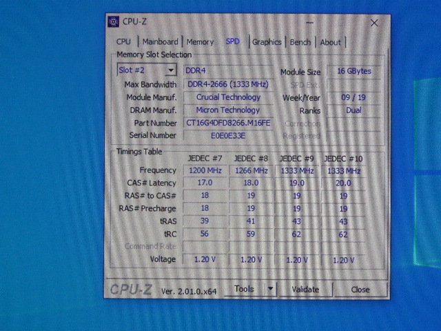 メモリ デスクトップパソコン用 Crucial DDR4-2666 PC4-21300 16GBx2枚 合計32GB 起動確認済みですの画像5