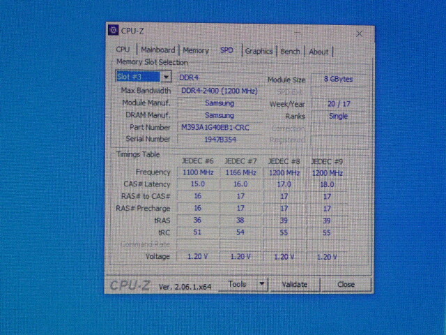 メモリ サーバーパソコン用 Samsung DDR4-2400 (PC4-19200) ECC Registered 8GBx4枚 合計32GB 起動確認済です M393A1G40EB1-CRC0Q②_画像8