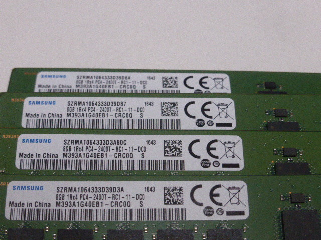 メモリ サーバーパソコン用 Samsung DDR4-2400 (PC4-19200) ECC Registered 8GBx4枚 合計32GB 起動確認済です M393A1G40EB1-CRC0Q_画像2