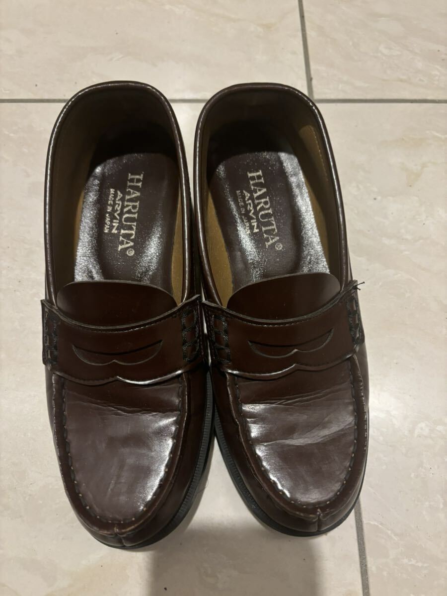 Кожаная обувь Haruta 23,5 см Haruta Loafer School School School Brown Brown Мужчины и женщины формальная обувь