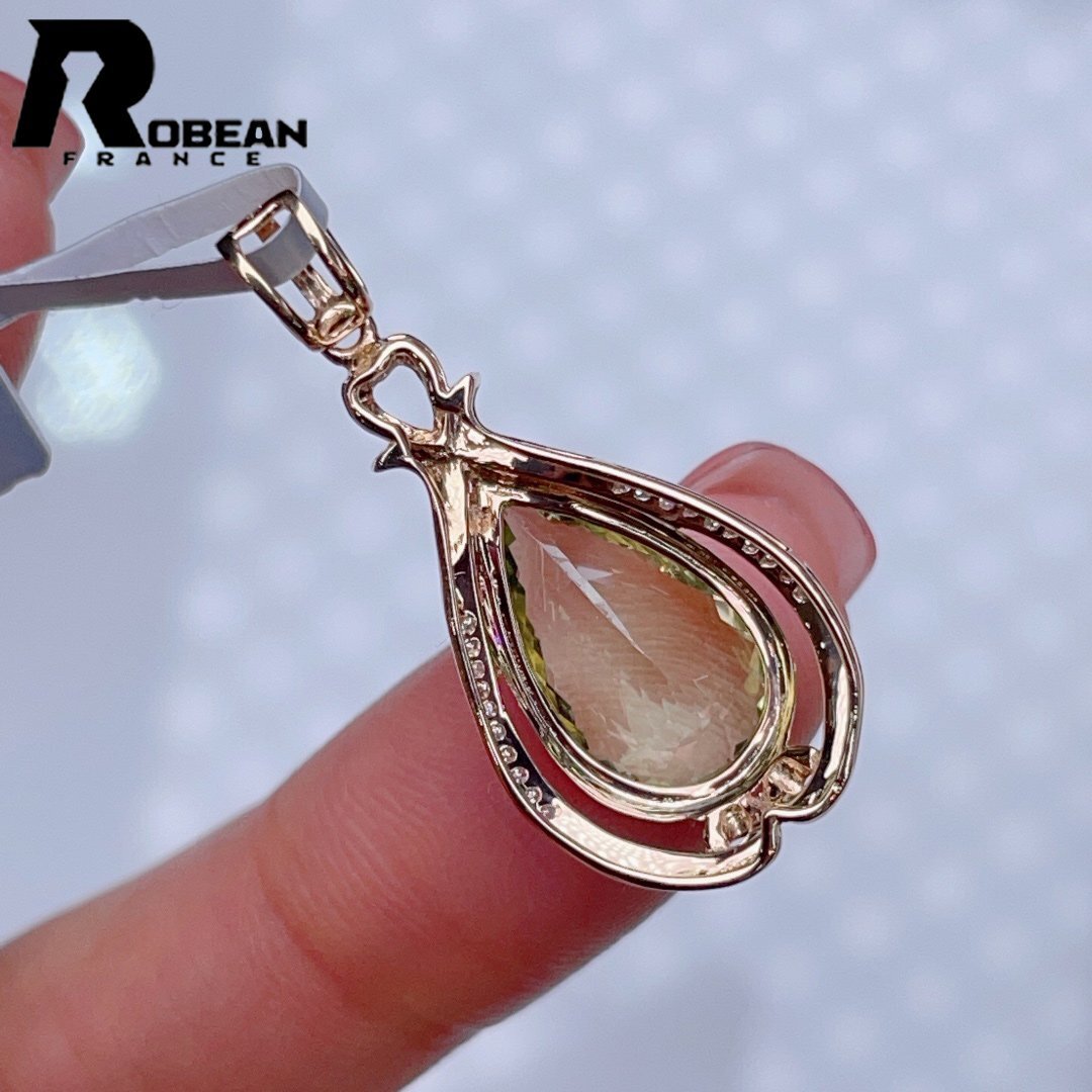  beautiful EU made regular price 44 ten thousand jpy *ROBEAN* water melon tourmaline * diamond * pendant * natural stone Power Stone K18(18 gold )00011768