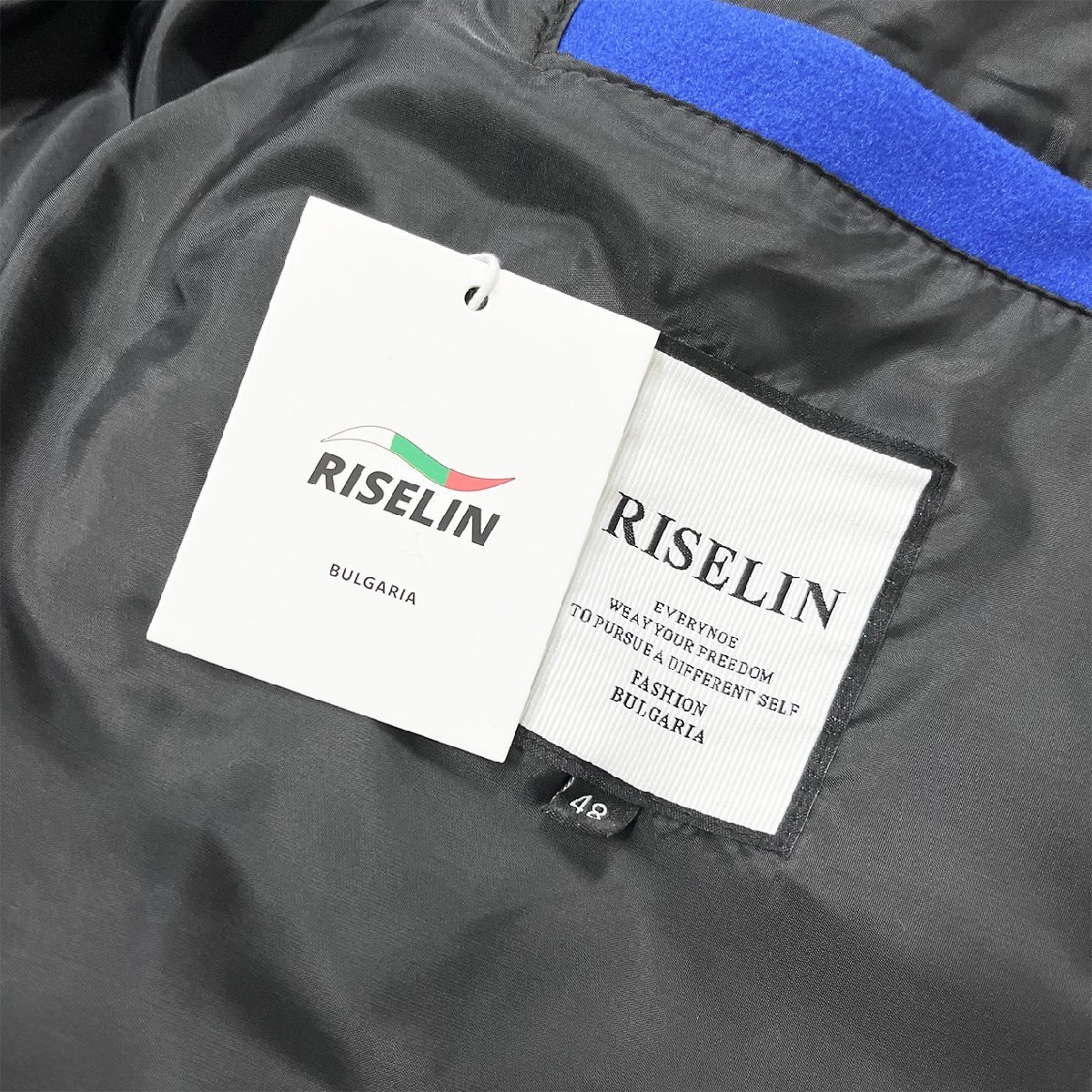 人気ヨーロッパ製※定価7万◆ブルガリア発※RISELIN スタジャン 上質カシミヤ 防寒 頑丈 オシャレ 切替 サガラ刺繍 アメカジ L/48サイズ_画像9