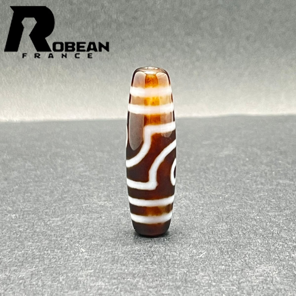 高級 EU製 定価5万円★ROBEAN・チベット天珠★パワーストーン アクセサリー 天然石 金運 お守り プレゼント 約38.4*11.5mm 1002H201_画像4