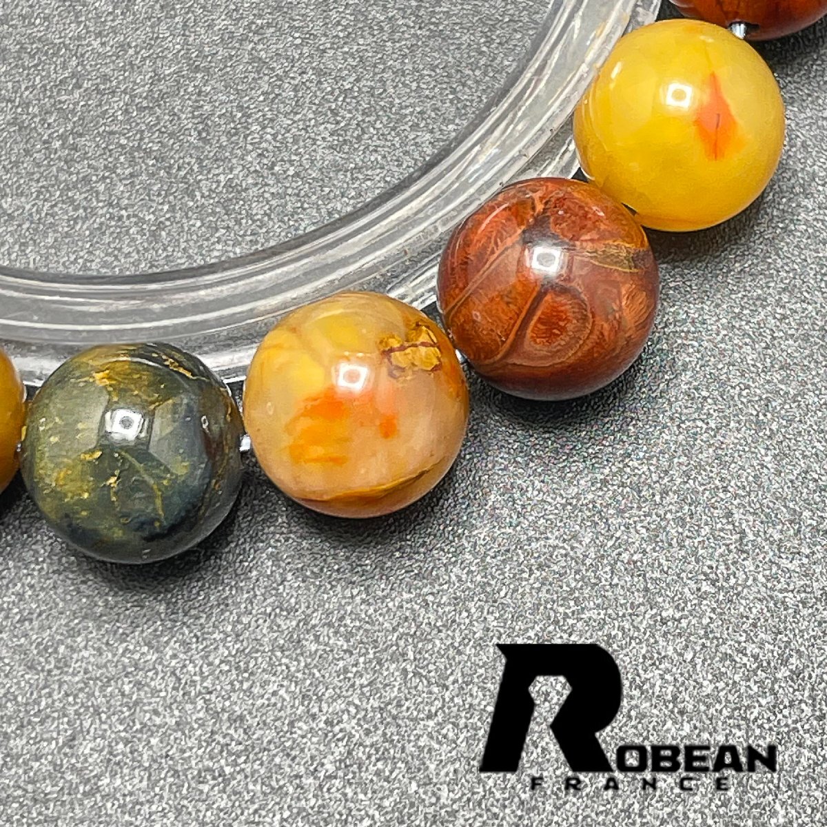 逸品 EU製 定価5万円★ROBEAN・ ピーターサイト★アクセサリー ブレスレット パワーストーン 天然石 お守り 約 10.3-10.8mm 1002H219_画像4