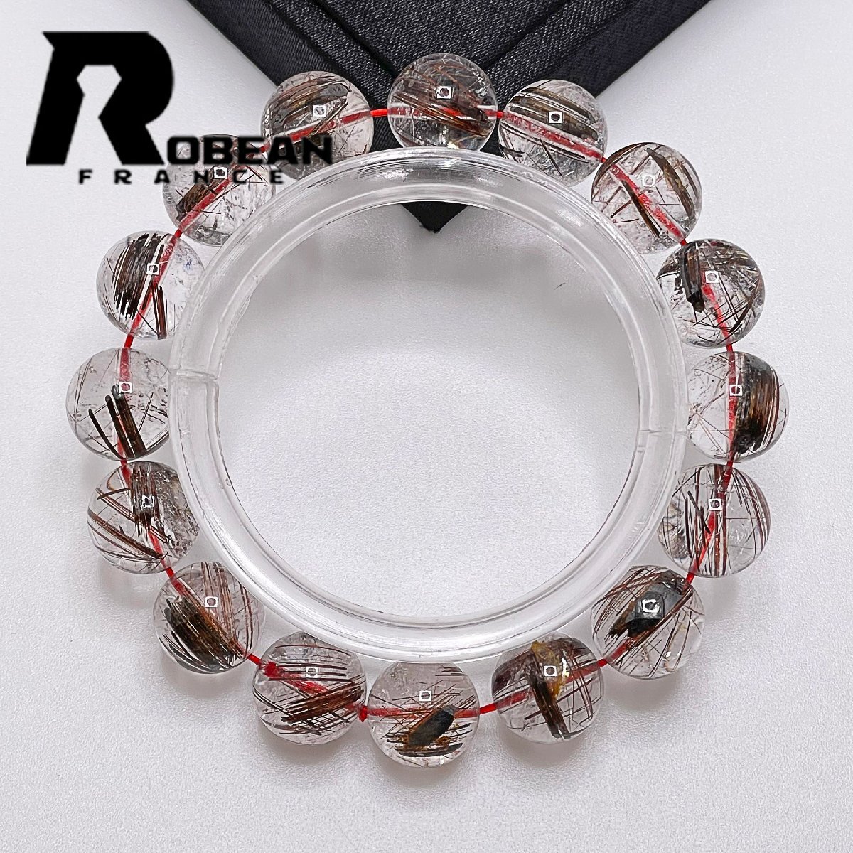  excellent article EU made regular price 5 ten thousand jpy *ROBEAN* green tourmaline rutile quartz * bracele Power Stone natural stone beautiful amulet 12.5-13mm 1001G1225