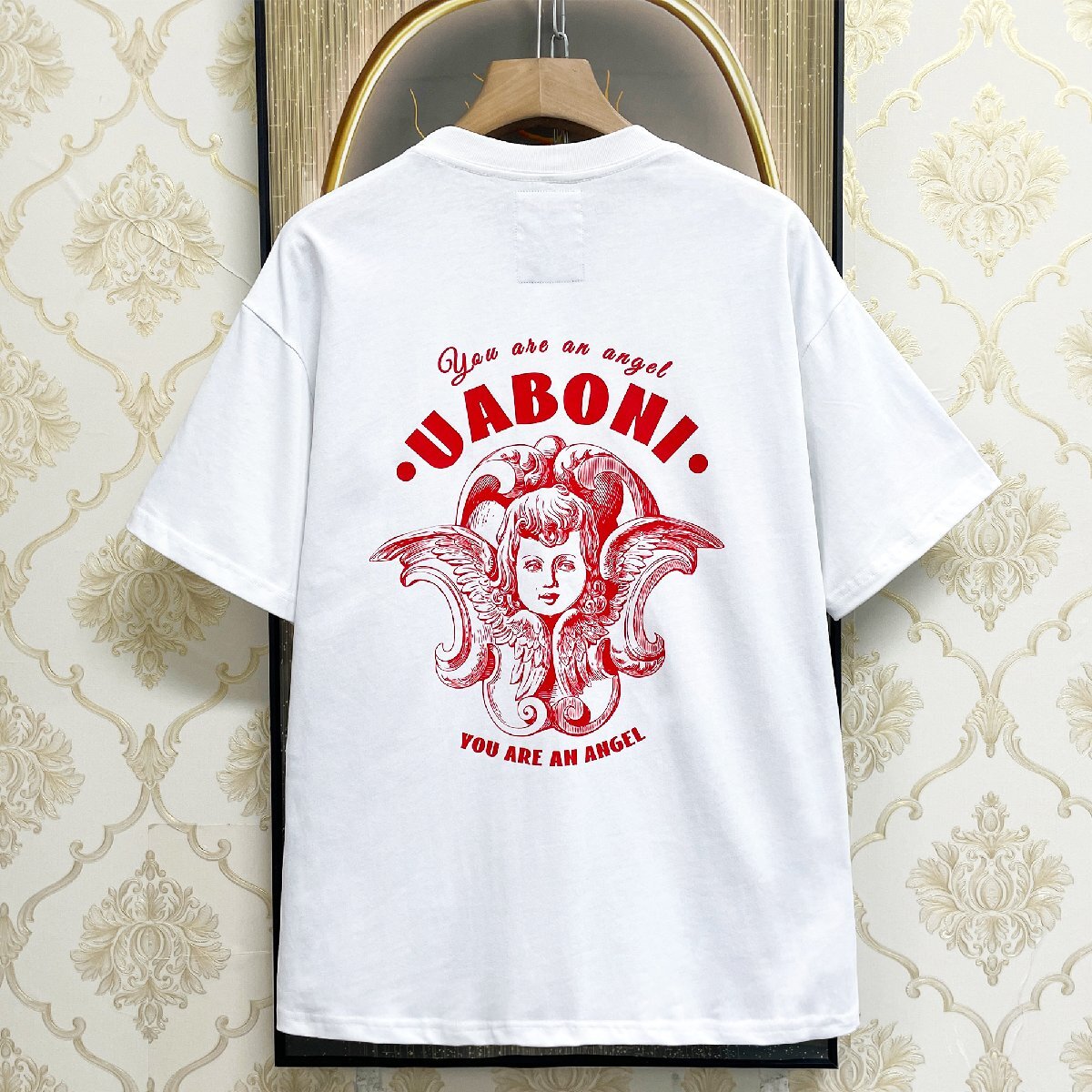 高級EU製＆定価2万◆UABONI*Paris*半袖Tシャツ*ユアボニ*パリ発◆上質 通気 薄手 個性 キューピッド カットソー ユニセックス 夏 L/48_画像1