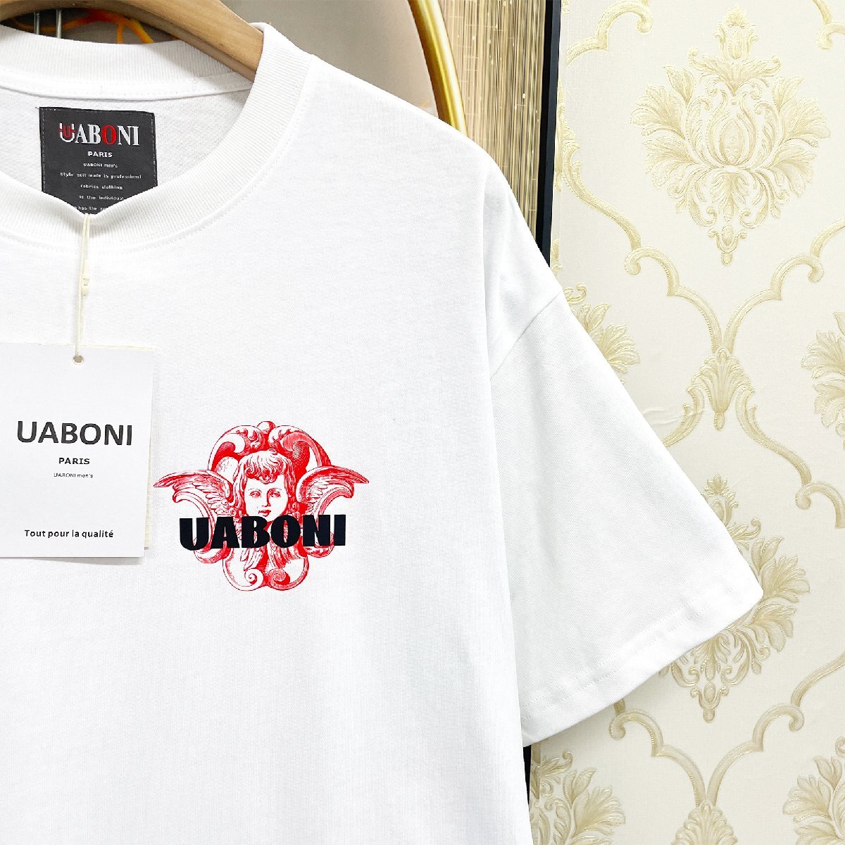 高級EU製＆定価2万◆UABONI*Paris*半袖Tシャツ*ユアボニ*パリ発◆上質 通気 薄手 個性 キューピッド カットソー ユニセックス 夏 XL/50_画像7