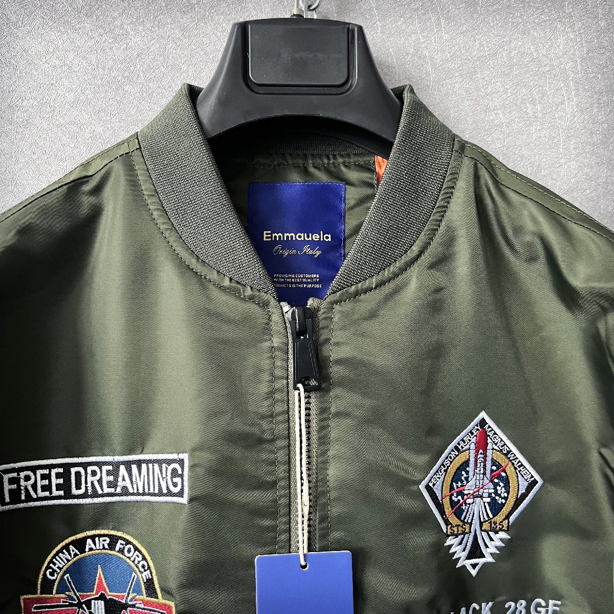 高級・フライトジャケット/MA-1 定価7万◆Emmauela・イタリア・ミラノ発◆薄手 個性 快適 豪華刺繍 宇宙飛行士 アウトドアウェア XL/50_画像4