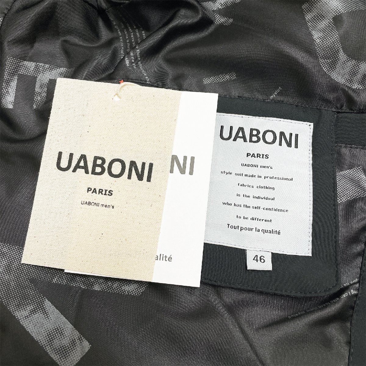 ★★高級EU製＆定価10万◆UABONI*Paris*ダウンジャケット*ユアボニ*パリ発◆ダックダウン90％ フード付き 厚手 暖か 無地 シック 冬服 L/48_画像9