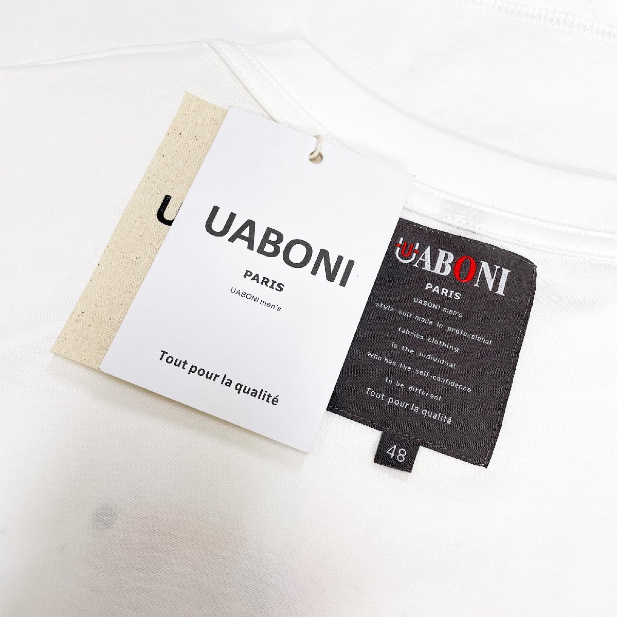 人気EU製＆定価2万◆UABONI*Paris*半袖Tシャツ*ユアボニ*パリ発◆綿 通気 薄手 吸湿 個性 英字 落書き風 ストリート感 トップス 夏 2XL/52_画像9