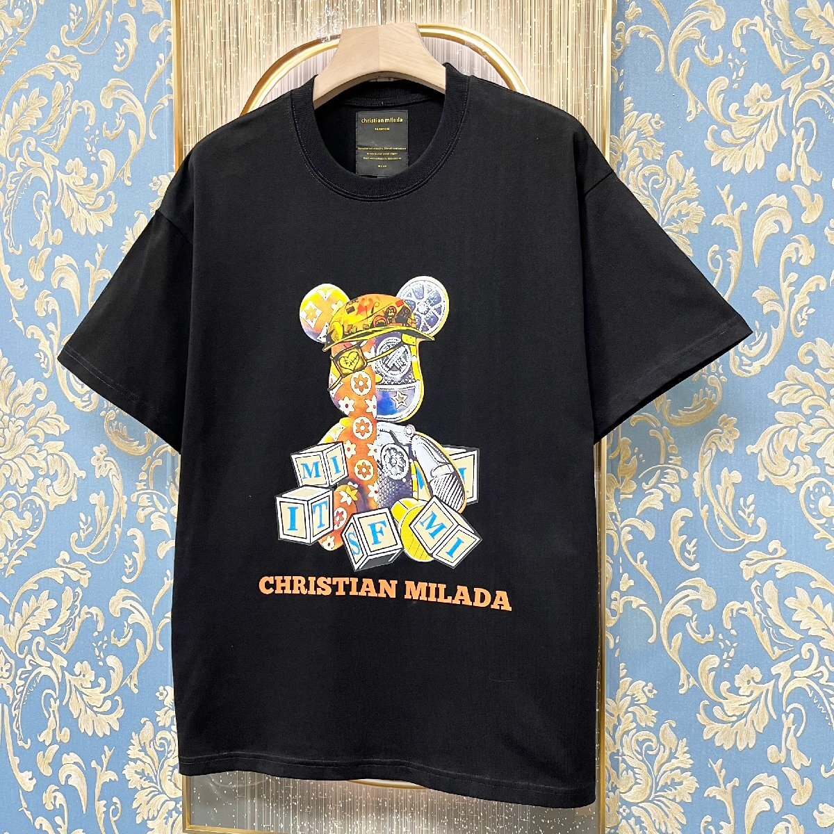 定価2万★christian milada・ミラノ発・半袖Tシャツ★コットン100% 上品 薄手 個性 吸汗速乾 モノグラム 日常 Bearbrick/ベアブリック XL_画像10