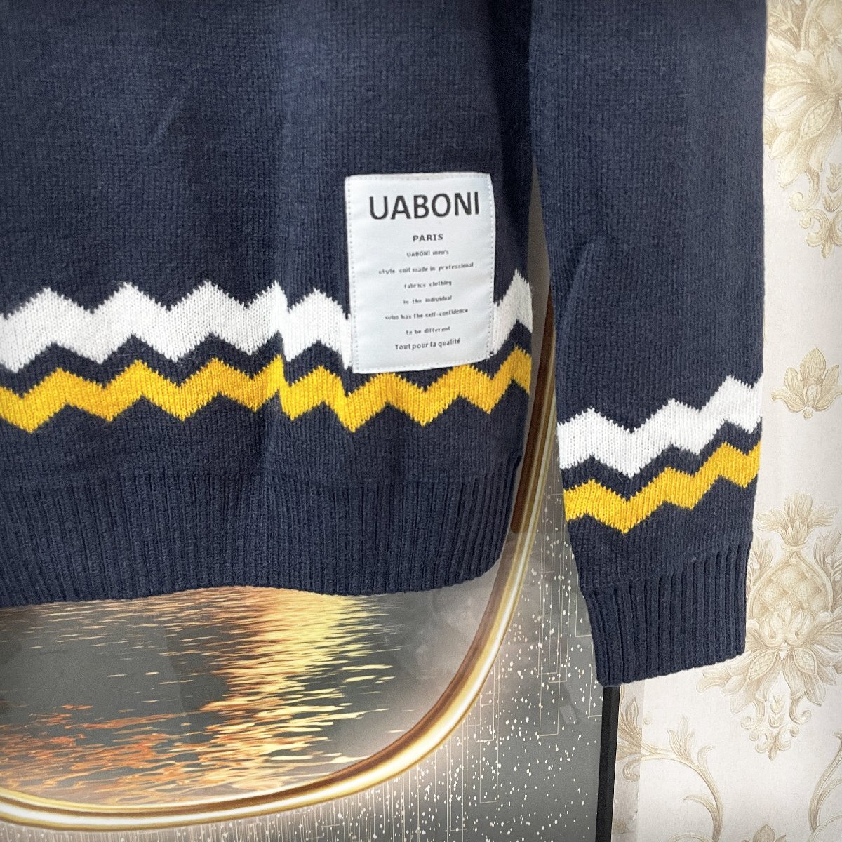 ★★最上級EU製＆定価4万◆UABONI*Paris*セーター*ユアボニ*パリ発◆高級ウール 秋冬 レトロ ノルディック柄 季節感 ニット モード 通勤 M_画像6