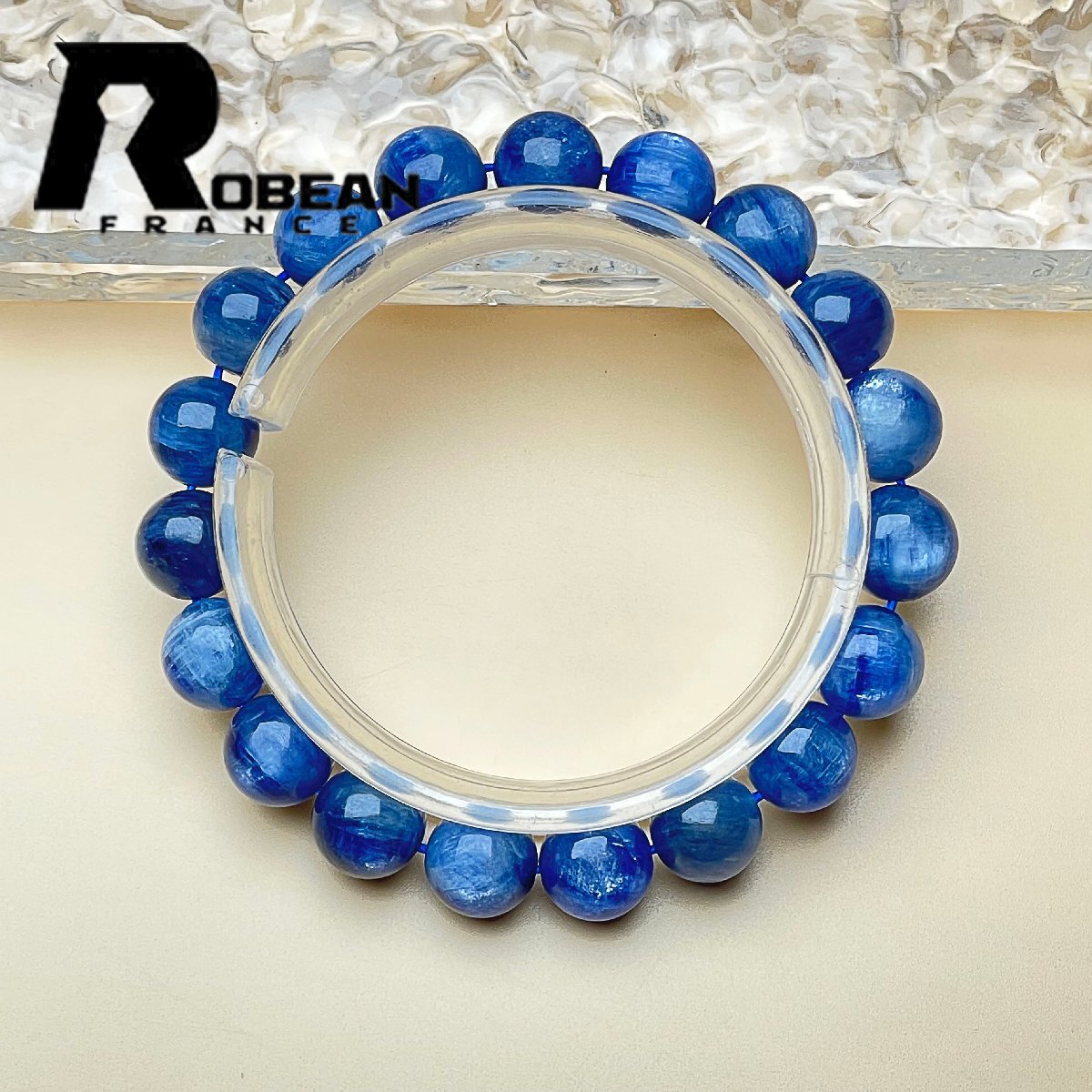 綺麗 EU製 定価6万円★ROBEAN・カイヤナイト★パワーストーン ブレスレット アクセサリー 天然石 原石 お守り 高級 10.2-10.8mm 1001G949_画像1