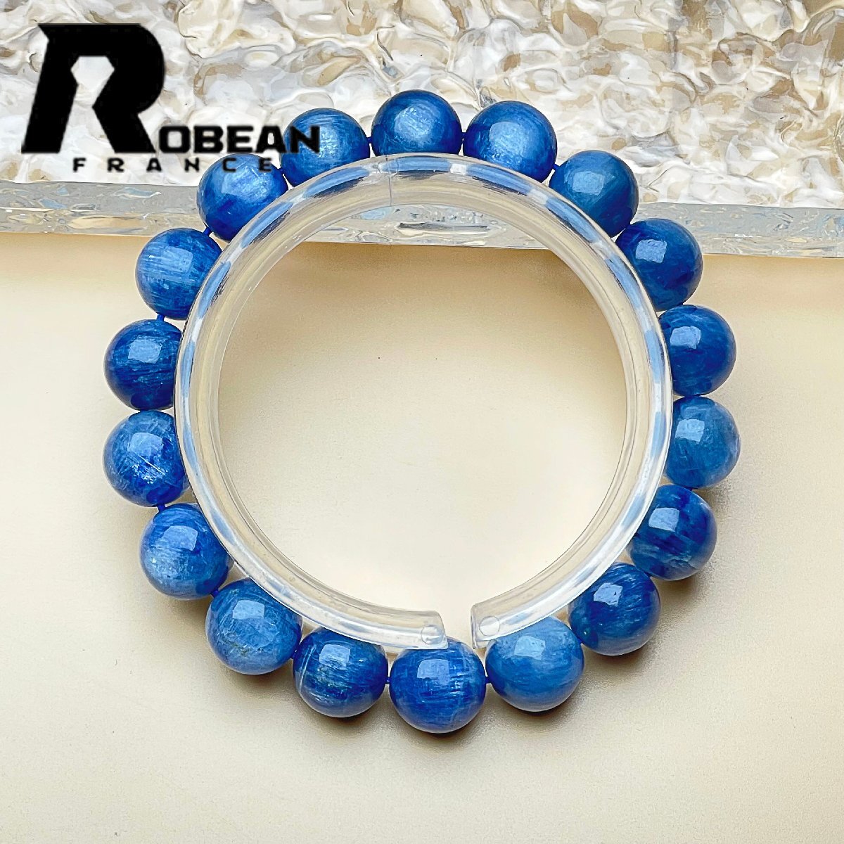 上品 EU製 定価7万円★ROBEAN・カイヤナイト★パワーストーン ブレスレット アクセサリー 天然石 原石 お守り 高級 11.2-11.8mm 1001G948_画像1