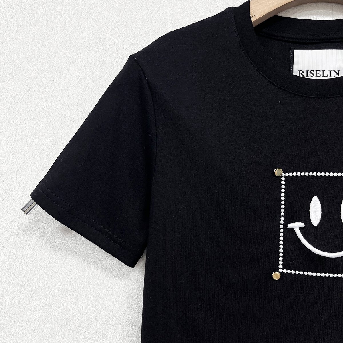 人気ヨーロッパ製※定価2万◆ブルガリア発※RISELIN 半袖Tシャツ 通気 ソフト 吸汗 刺 笑顔 カットソー 着せ カジュアル レディース M_画像6