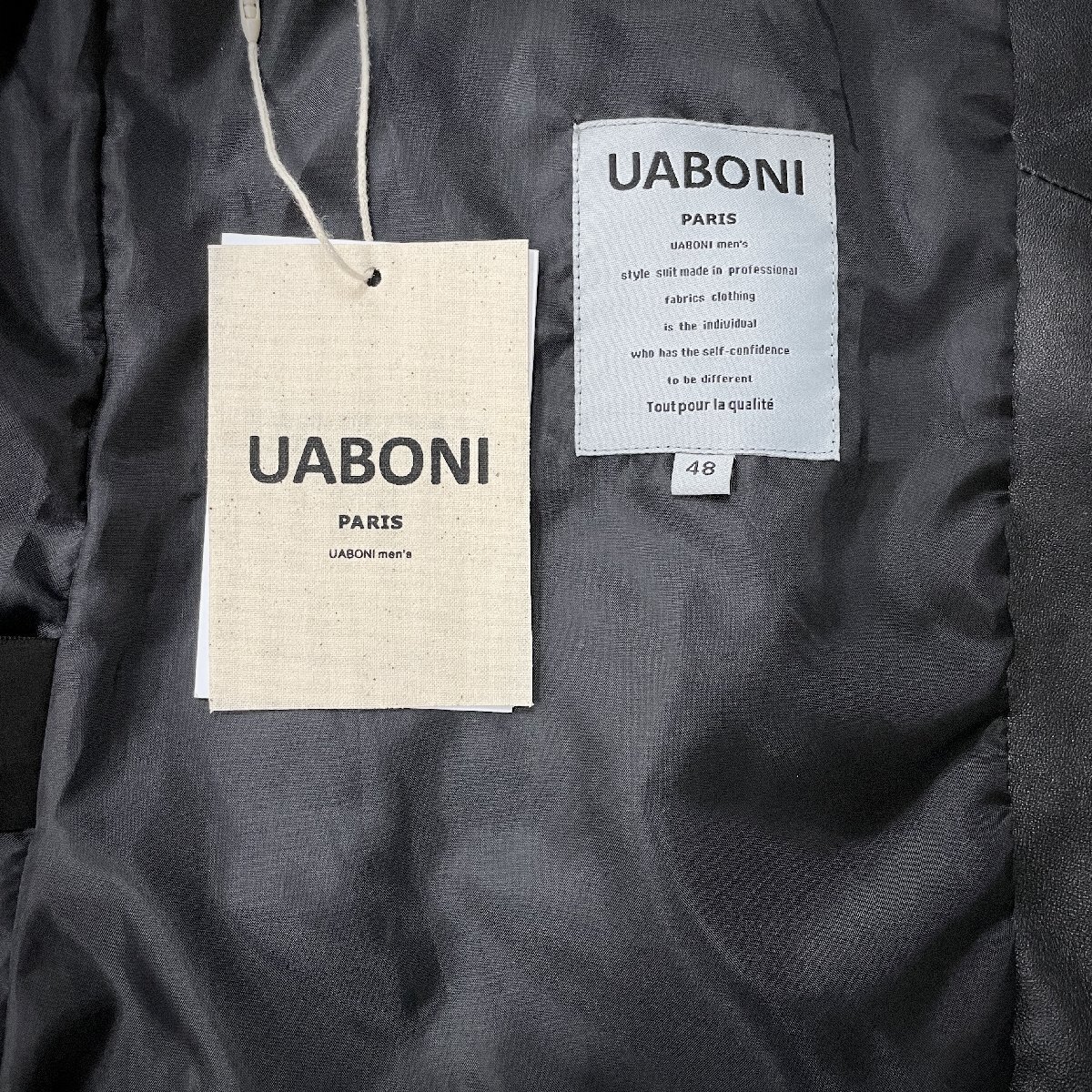 最高級EU製＆定価16万◆UABONI*Paris*ユアボニ*レザージャケット*フランス◆最上級羊革 シープスキン 薄手 ライダース オートバイ L/48_画像9