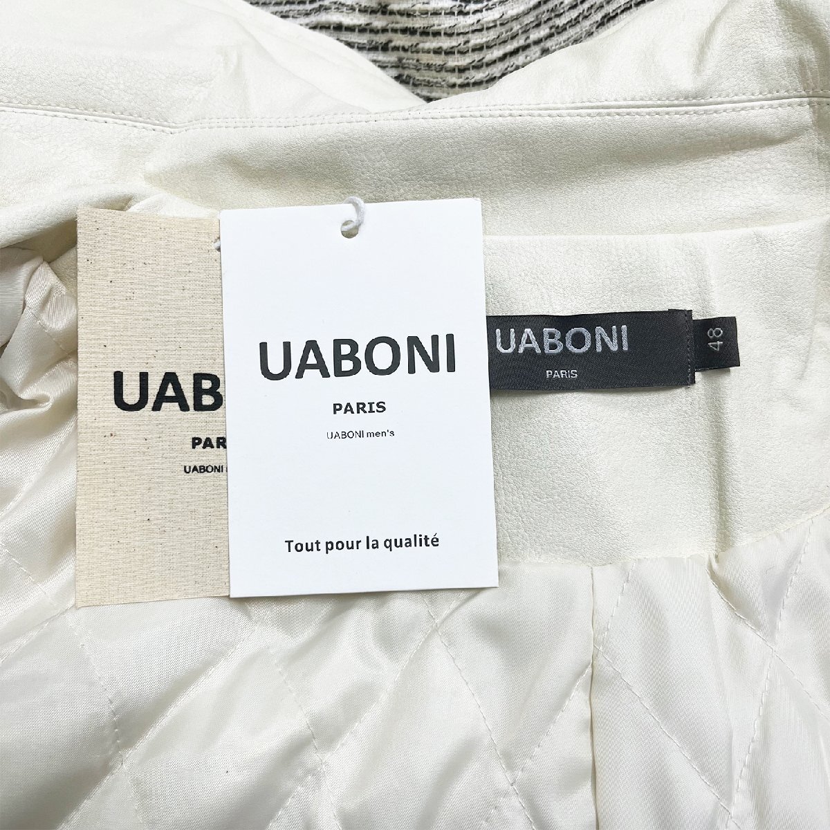 個性EU製＆定価6万◆UABONI*Paris*ジャケット*ユアボニ*パリ発◆中綿入り 防風 保温 ストライプ 異素材切替 アウター レジャー 外出着 M_画像8