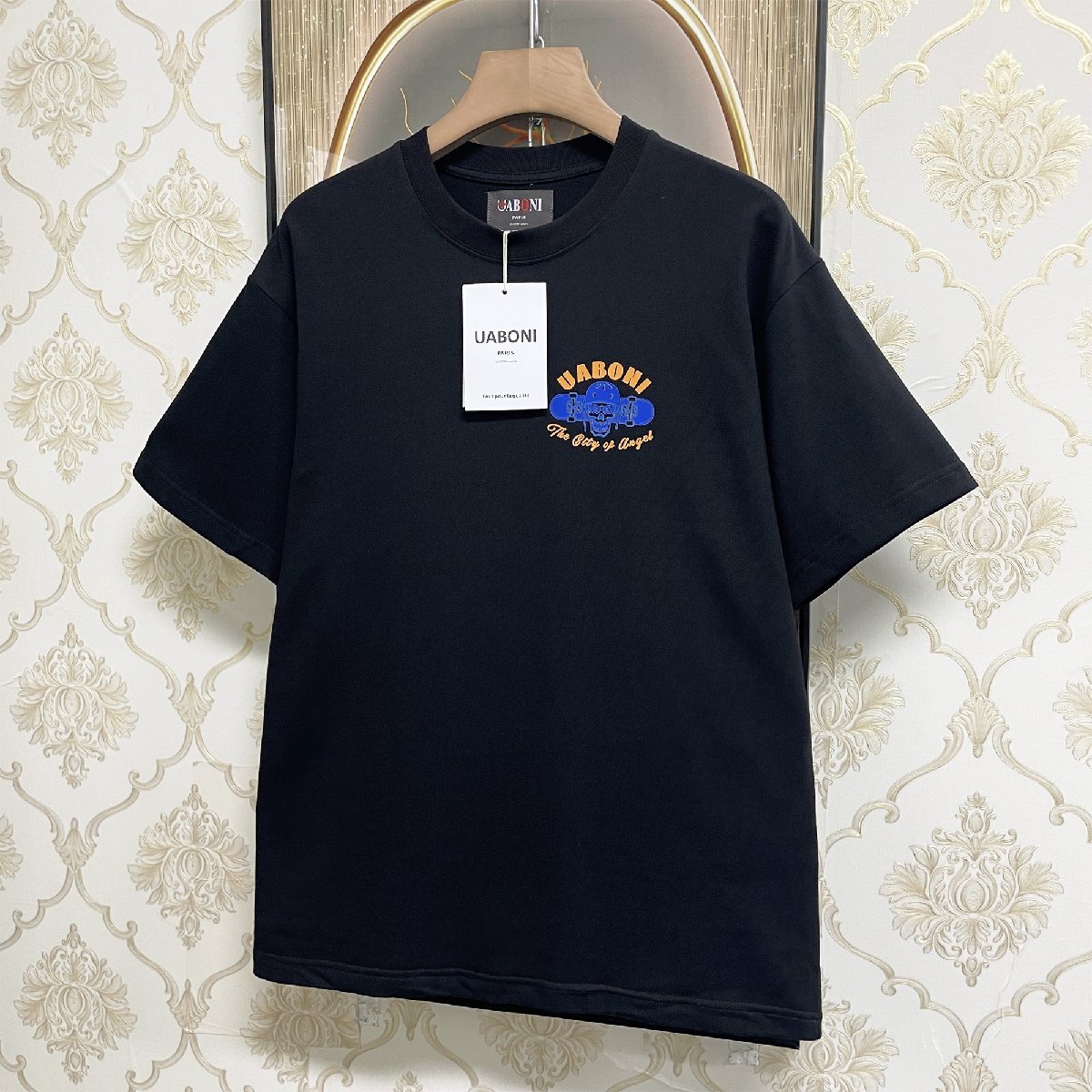 高級EU製＆定価2万◆UABONI*Paris*半袖Tシャツ*ユアボニ*パリ発◆コットン100％ 吸汗 ソフト 快適 遊び心 アメカジ ストリート 街着 L_画像10