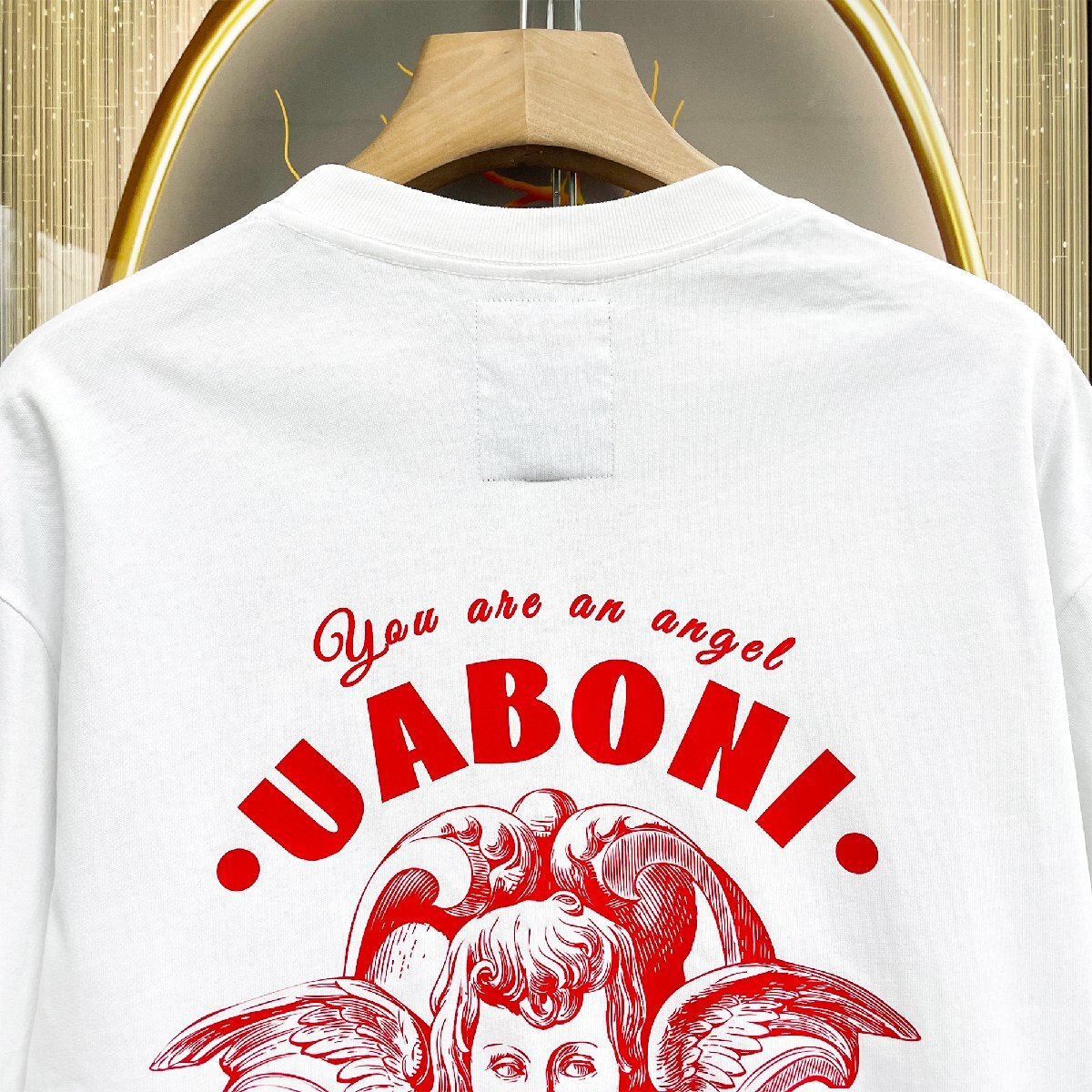 高級EU製＆定価2万◆UABONI*Paris*半袖Tシャツ*ユアボニ*パリ発◆上質 通気 薄手 個性 キューピッド カットソー ユニセックス 夏 2XL/52_画像4