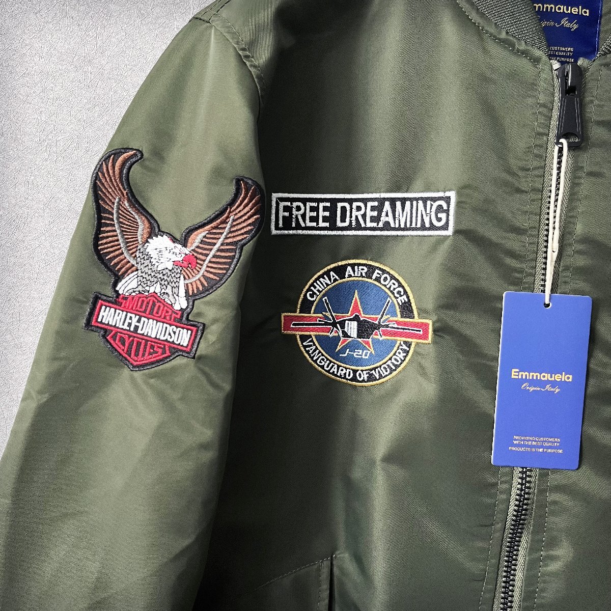 高級・フライトジャケット/MA-1 定価7万◆Emmauela・イタリア・ミラノ発◆薄手 個性 快適 豪華刺繍 宇宙飛行士 アウトドアウェア 2XL/52の画像6