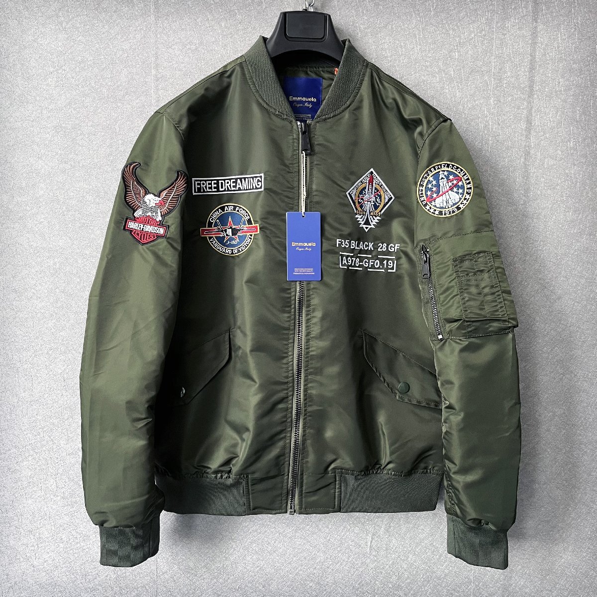 高級・フライトジャケット/MA-1 定価7万◆Emmauela・イタリア・ミラノ発◆薄手 個性 快適 豪華刺繍 宇宙飛行士 アウトドアウェア 2XL/52の画像2