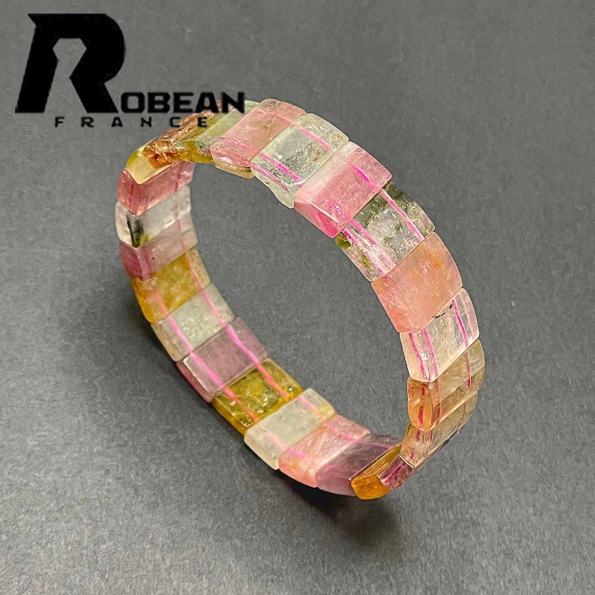 絶賛 EU製 定価8万円★ROBEAN・ウォーターメロントルマリン★アクセサリー ブレスレット パワーストーン天然石バングル 12*4.1mm 1001G490_画像1