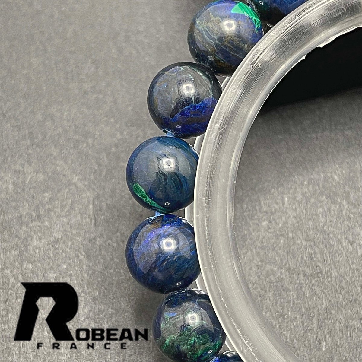 レア EU製 定価6万円★ROBEAN・ブルークリソコラ★パワーストーン ブレスレット 珪孔雀石 鳳凰石 綺麗 お守り 9-9.5mm 1001G1174_画像4