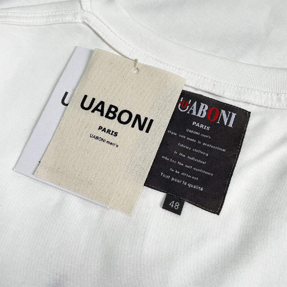 高級EU製＆定価2万◆UABONI*Paris*半袖Tシャツ*ユアボニ*パリ発◆上品 通気 吸汗 刺繍 フリンジ カットソー スウェット 個性 男女兼用 L/48_画像10