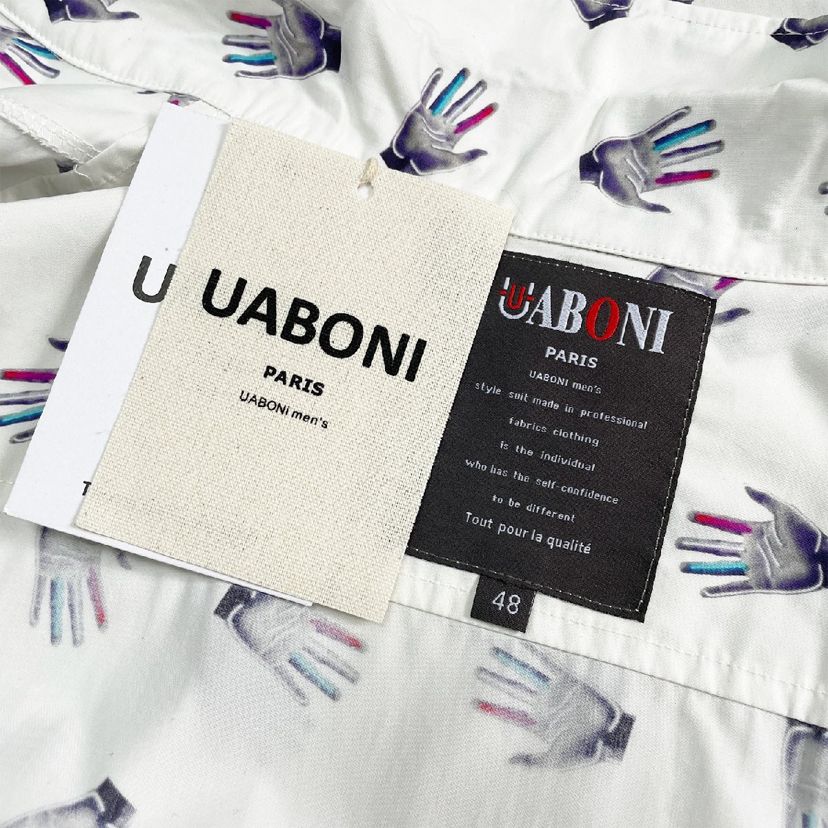 個性EU製＆定価2万◆UABONI*Paris*半袖シャツ*ユアボニ*パリ発◆上質綿100％ 薄手 通気 総柄 トップス オシャレ 旅行 レジャー 夏服 2XL/52_画像10