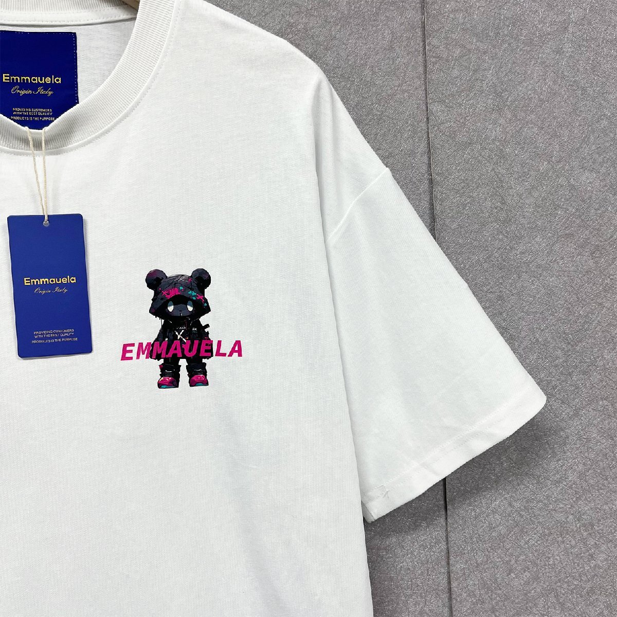 人気・半袖Tシャツ 定価2万◆Emmauela・イタリア・ミラノ発◆上級コットン100％ 個性 快適 クマ ポップ トップス スウェット 街着 夏 M/46_画像6