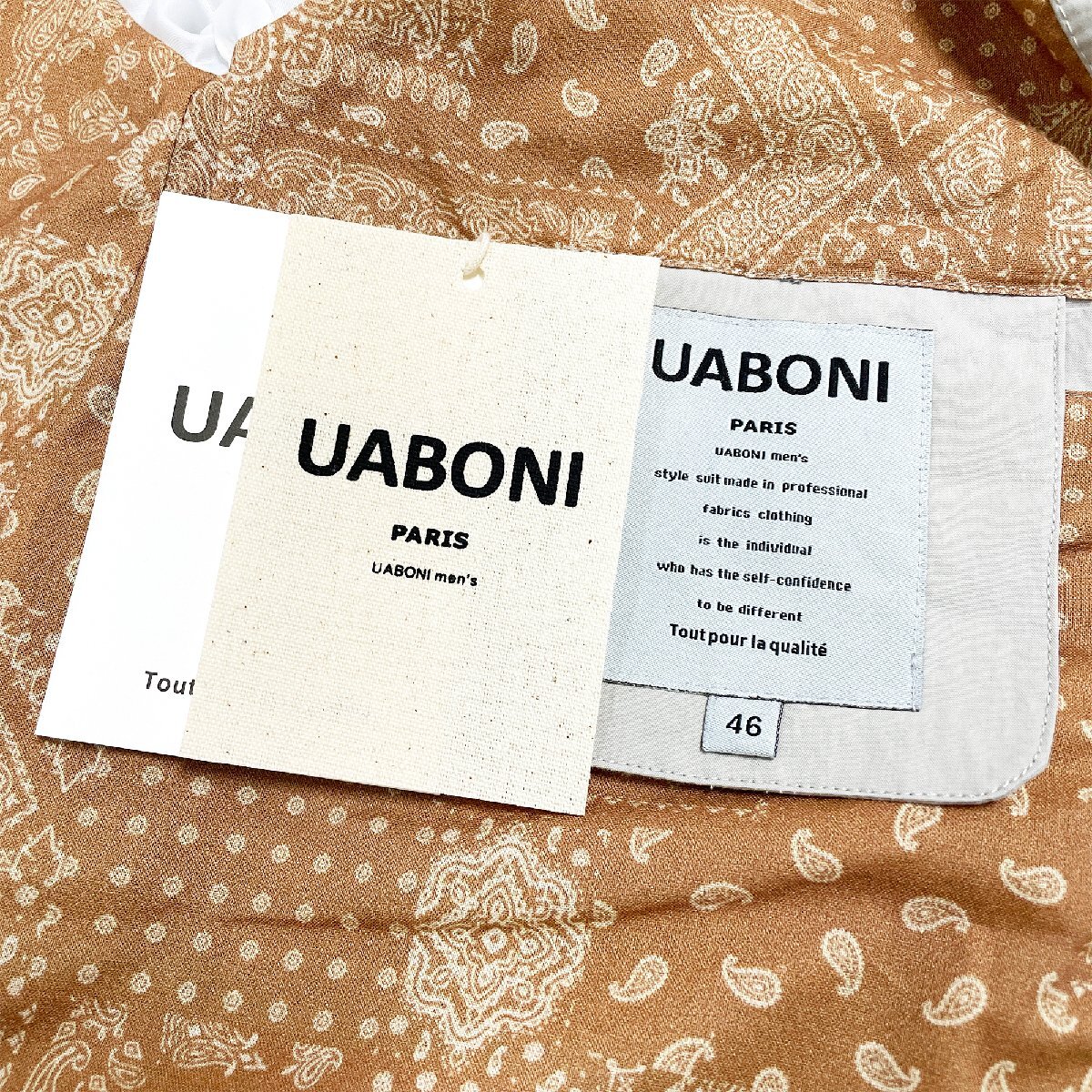 ★★上級EU製＆定価5万◆UABONI*Paris*ジャケット*ユアボニ*パリ発◆上質 洗練 細身 薄手 防風 無地 アウター カジュアル 通勤 通学 M/46_画像9