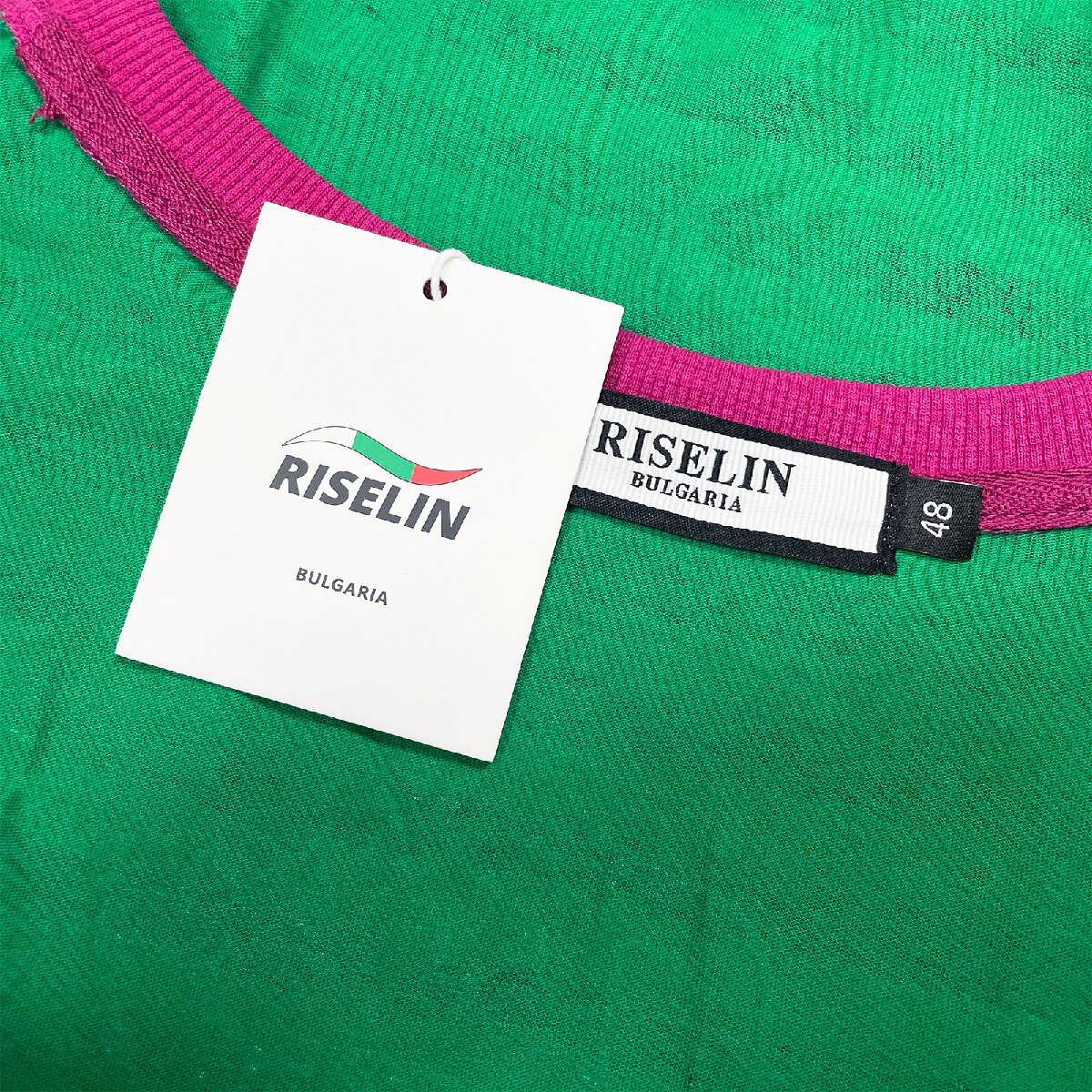 高級ヨーロッパ製※定価2万◆ブルガリア発※RISELIN 半袖Tシャツ 薄手 個性 ウサギ ストライプ柄 ダメージ加工 ゆったり ストリート L/48_画像9