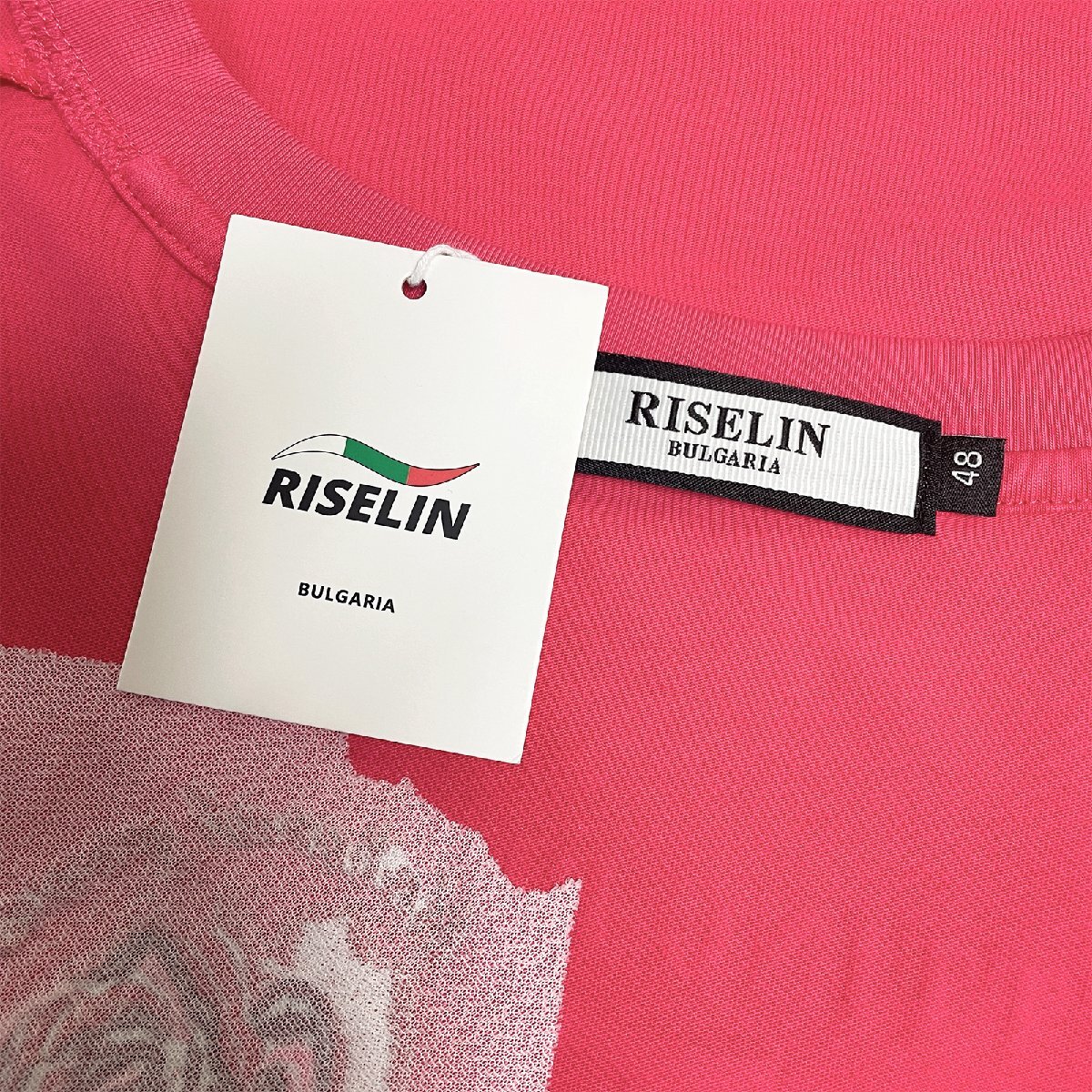 個性ヨーロッパ製※定価2万◆ブルガリア発※RISELIN 半袖Tシャツ コットン100％ 薄手 通気 オシャレ 高級刺繍 スウェット 男女兼用 夏 M/46の画像8