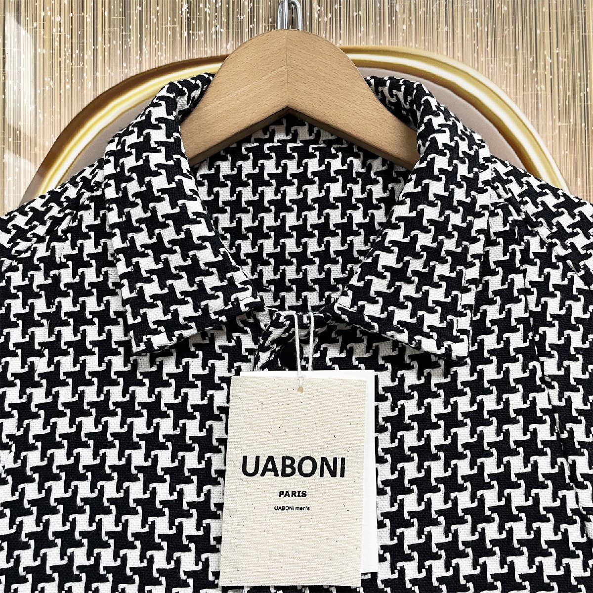 人気EU製＆定価6万◆UABONI*Paris*ジャケット*ユアボニ*パリ発◆上品 薄手 お洒落 千鳥格子 アウター ストリート ブルゾン 日常 L/48サイズ_画像4