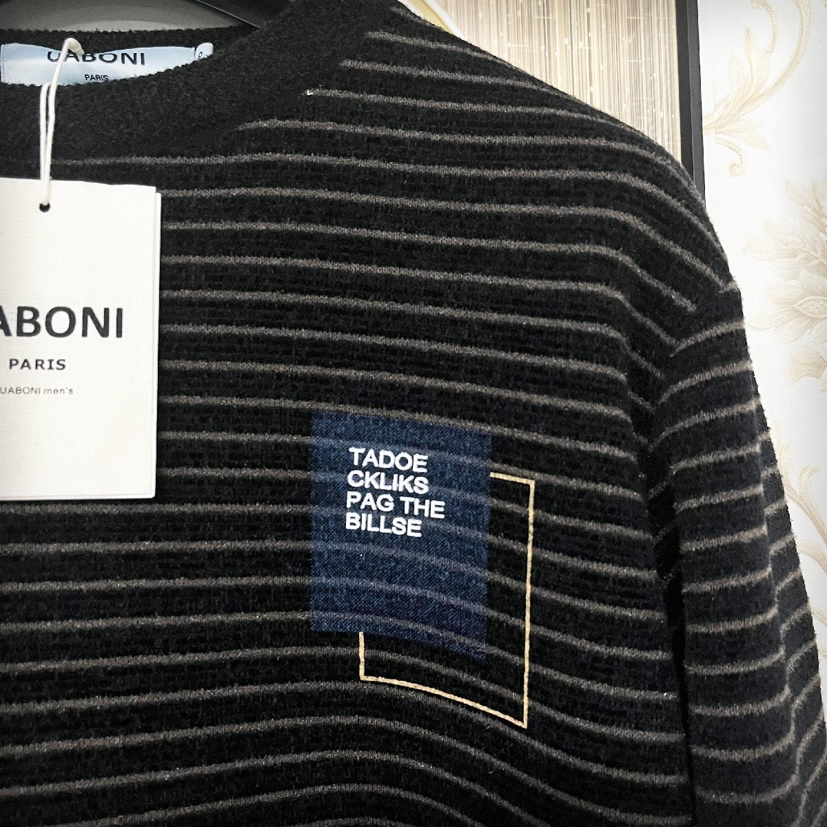 ★★上級EU製＆定価5万◆UABONI*Paris*セーター*ユアボニ*パリ発◆ミンク/カシミヤ混 防寒 裏起毛 ソフト ストライプ プルオーバー XL/50_画像5