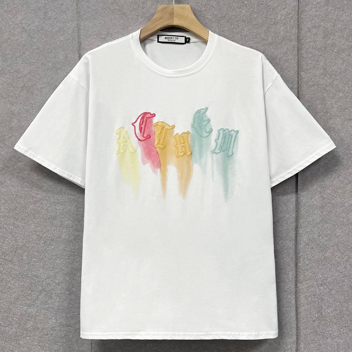 個性ヨーロッパ製※定価2万◆ブルガリア発※RISELIN 半袖Tシャツ 速乾 薄手 通気 英字 カラフル トップス スポーツ ユニセックス 定番 XLの画像1