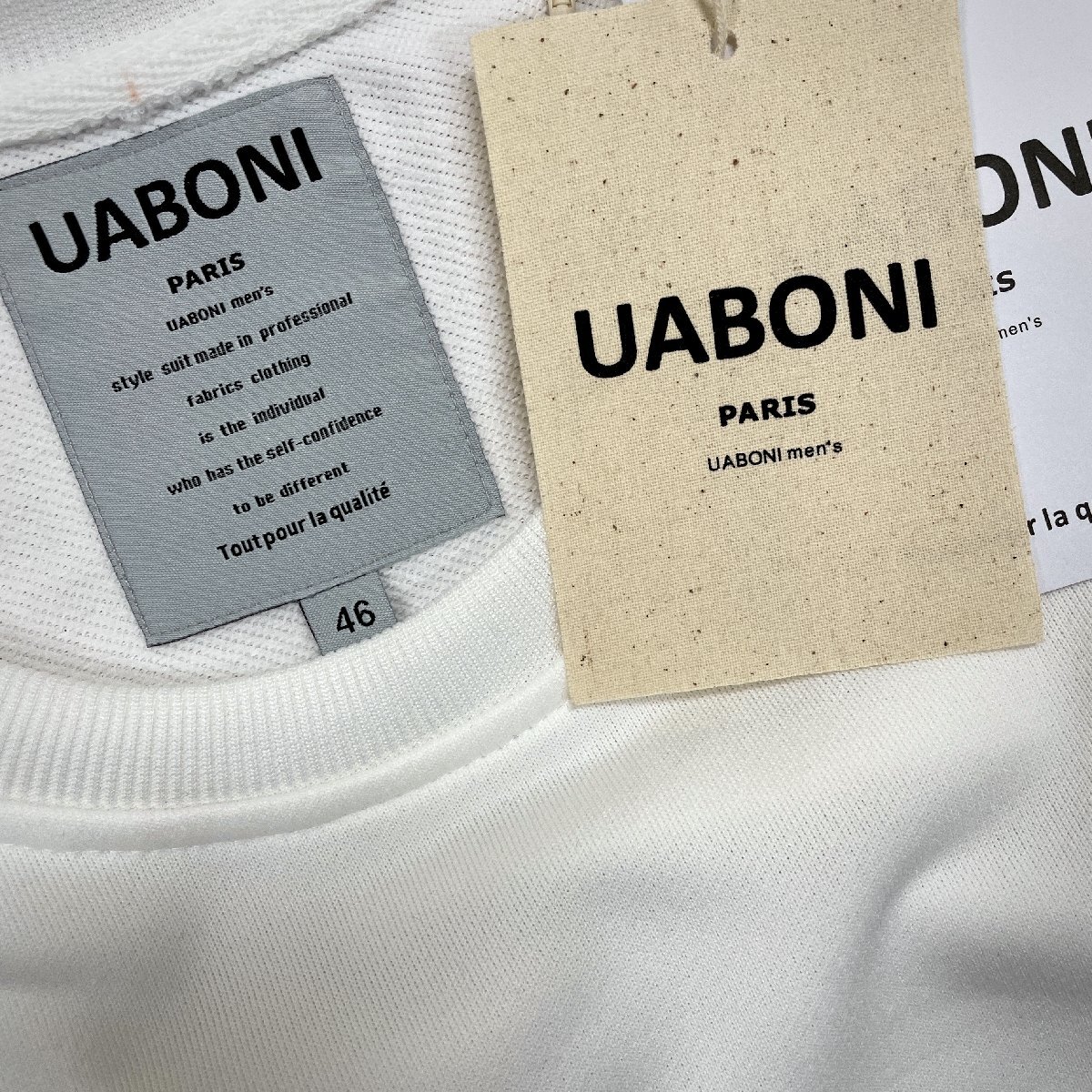 最高峰EU製＆定価4万◆UABONI*Paris*ユアボニ*トレーナー*フランス◆コットン 軽量 クマ クルーネック ホワイト レジャー スウェット L/48_画像6