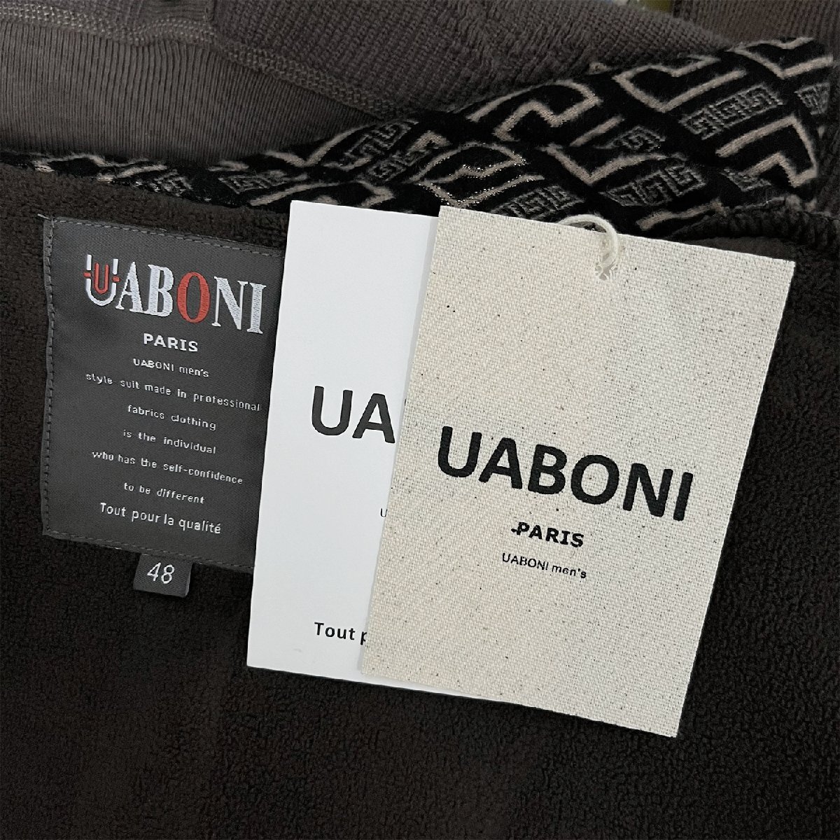 上品EU製＆定価5万◆UABONI*Paris*長袖ポロシャツ*ユアボニ*パリ発◆高級 裏起毛 防寒 快適 切替 ニット レトロ 通勤 紳士 ビジネス 2XL/52_画像9