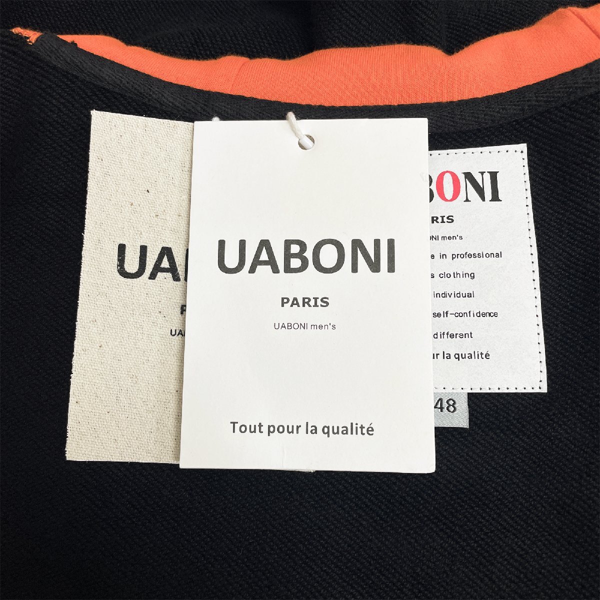 個性EU製＆定価4万◆UABONI*Paris*パーカー*ユアボニ*パリ発◆コットン100％ 通気 切替 スウェット アメカジ ストリート ゆったり M/46