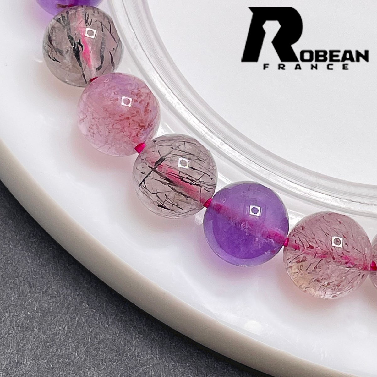 逸品 EU製 定価5万円★ROBEAN・スーパーセブン★パワーストーン ブレスレット 天然石 原石 お守り プレゼント 8.4-9mm 1001G940_画像5