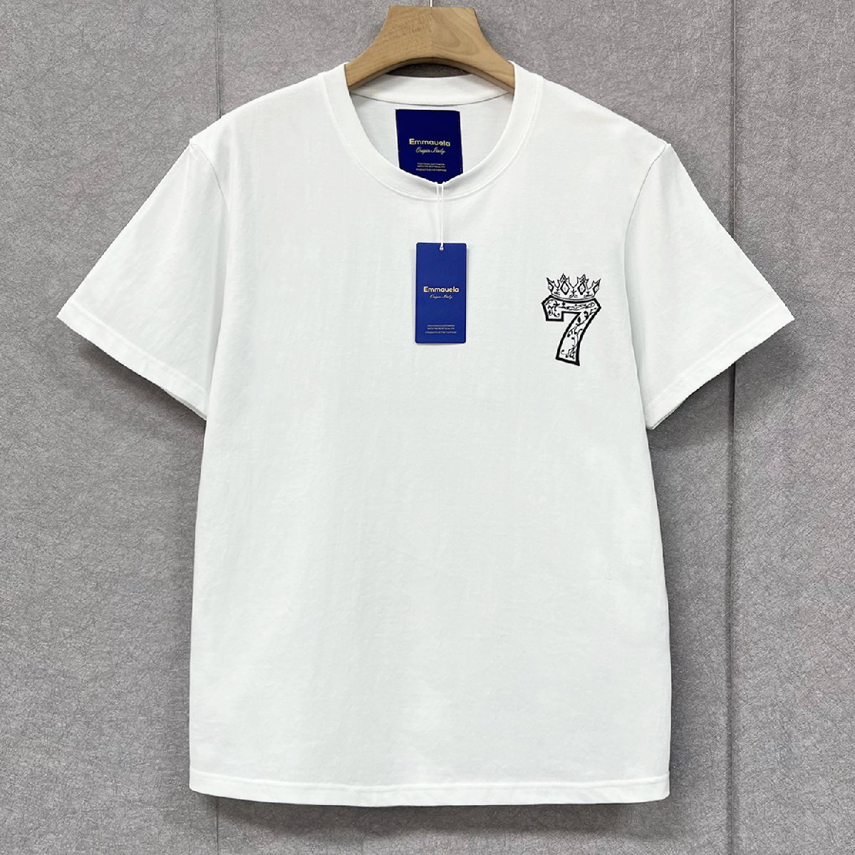 上品・半袖Tシャツ 定価2万◆Emmauela・イタリア・ミラノ発◆コットン100％ 通気 薄手 吸汗 個性 スウェット プルオーバー メンズ 夏服 48_画像2