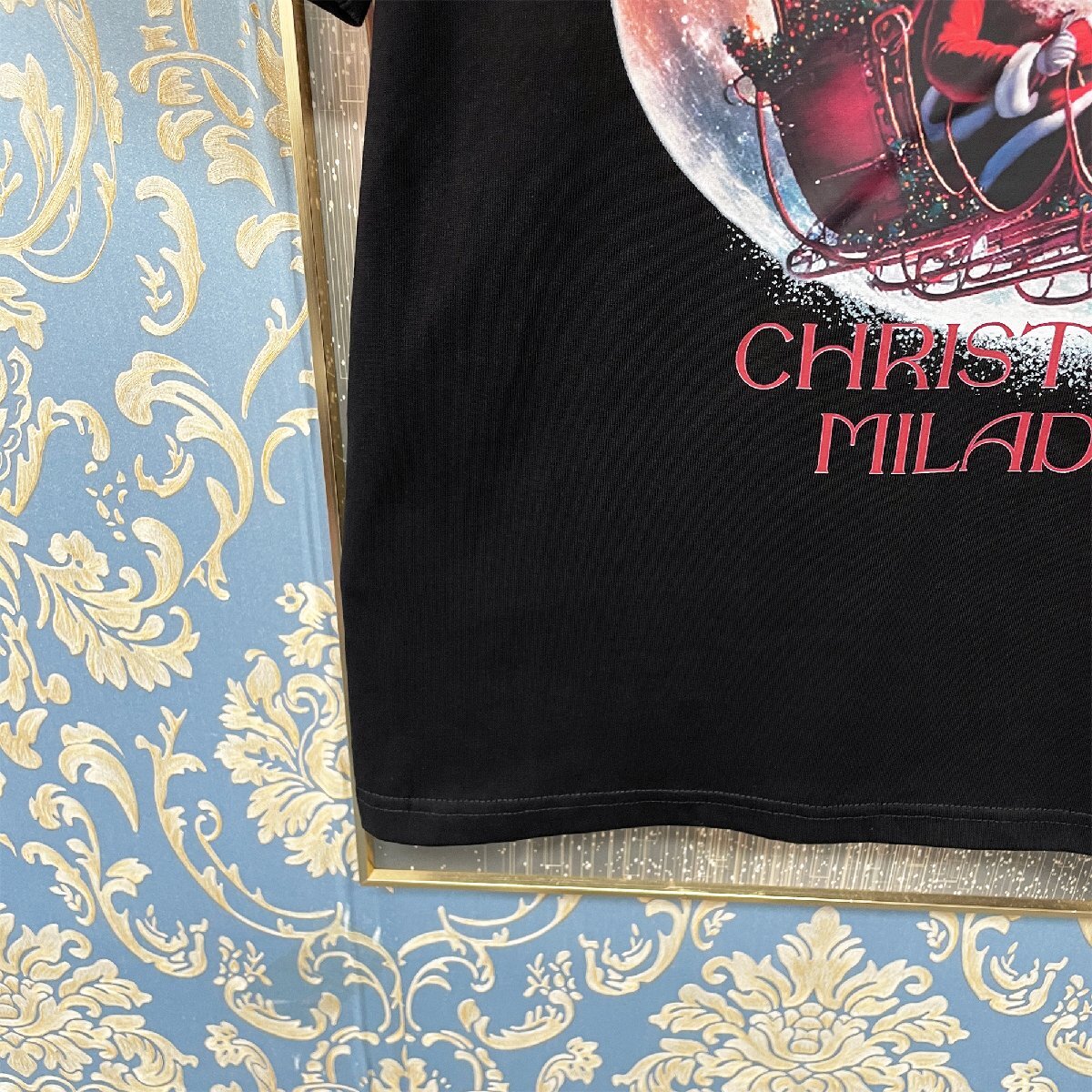 定価2万★christian milada・ミラノ発・半袖Tシャツ★コットン100％ 上品 薄手 個性 クリスマス トップス カットソー プレゼント M/46_画像6